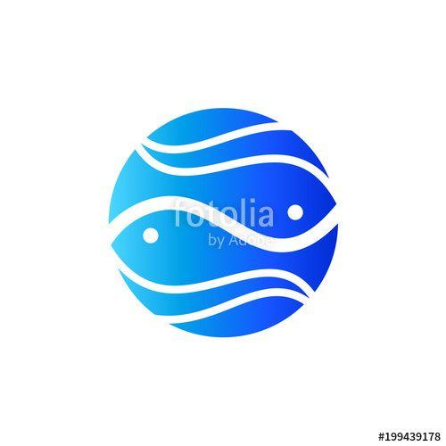 Fish Circle Logo - Two Fish Logo In Circle Shape, Simple Flat Logo Design Ready For Use ...