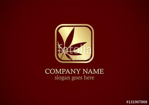 Red and Gold Logo - marijuana leaf icon gold logo