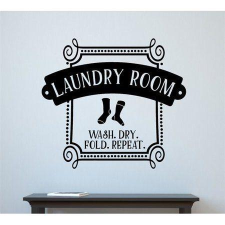 Elegant Laundry Logo - Enchantingly Elegant Laundry Room Wash Dry Fold Repeat Vinyl Wall