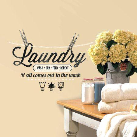 Elegant Laundry Logo - Elegant Laundry Room Wallpaper Border Quote Peel And Stick Wall