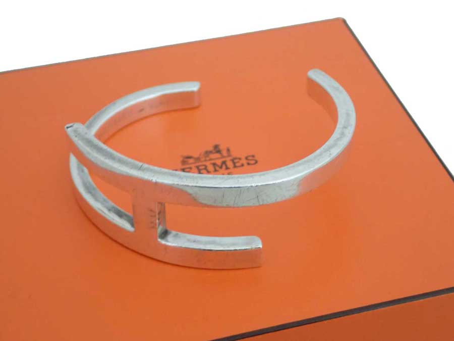 Hermes H Logo - BrandValue: Hermes HERMES bracelet H logo silver silver 925 bangle