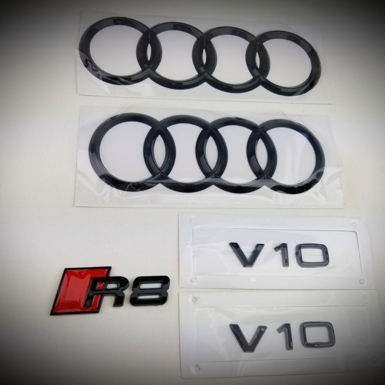 R8 V10 Logo - Audi R8 GenII complete gloss black emblem set