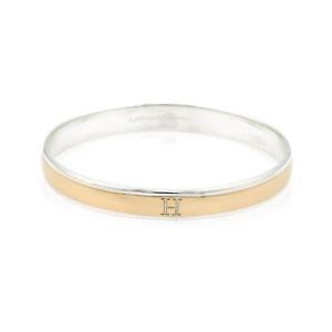 Hermes H Logo - Hermes H Logo Sterling Silver 18k Yellow Gold 8mm Wide Bangle | eBay