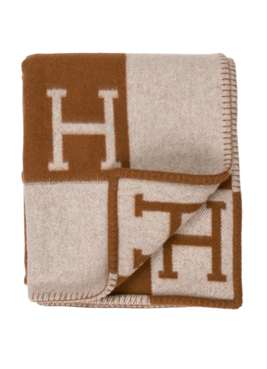 Hermes H Logo - hermes-h-logo-blanket-throw-wool-square-plaid - Katie Considers