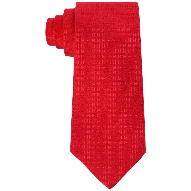 Hermes H Logo - HERMES Faconnee H Red Monogram H Logo 5 Fold Silk Necktie Tie