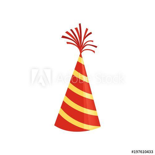 Red Cone Logo - Red cone hat with yellow stripes. Colorful accessory for Birthday ...