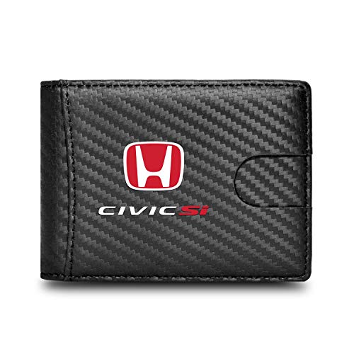 Honda Si Logo - Amazon.com: Honda Civic Si Black Slim Real Leather Carbon Fiber ...