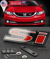 Honda Si Logo - Type S Grill Badge Honda Civic Integrra Emblem Metal Black / Red | eBay