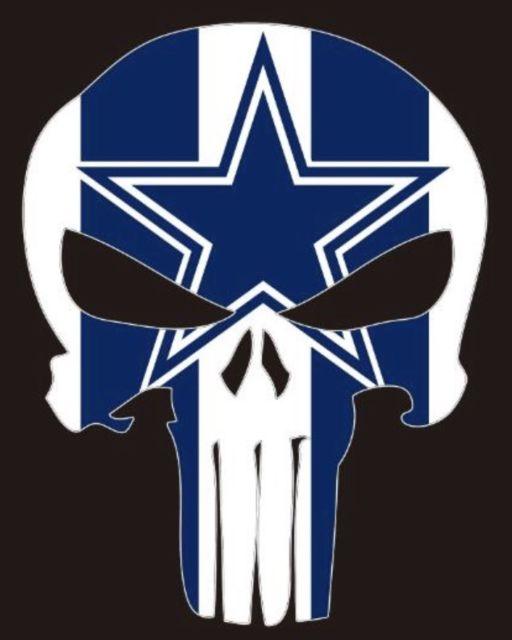 Dallas Cowboys Logo - 2) Dallas Cowboys Punisher Skull Vinyl Stickers 5x4 Car Window Decal ...