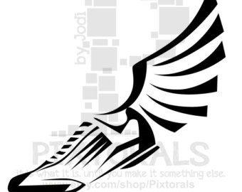 Running Shoe with Wings Logo - Winged shoe logo | Etsy