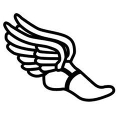 Running Shoe with Wings Logo - Running shoe track shoes with wings clipart. coloring and templates