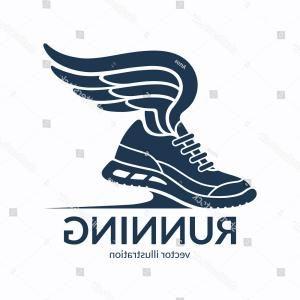 Running Shoe with Wings Logo - Photostock Vector Track Athletic Sports Running Shoe Logo With Wings
