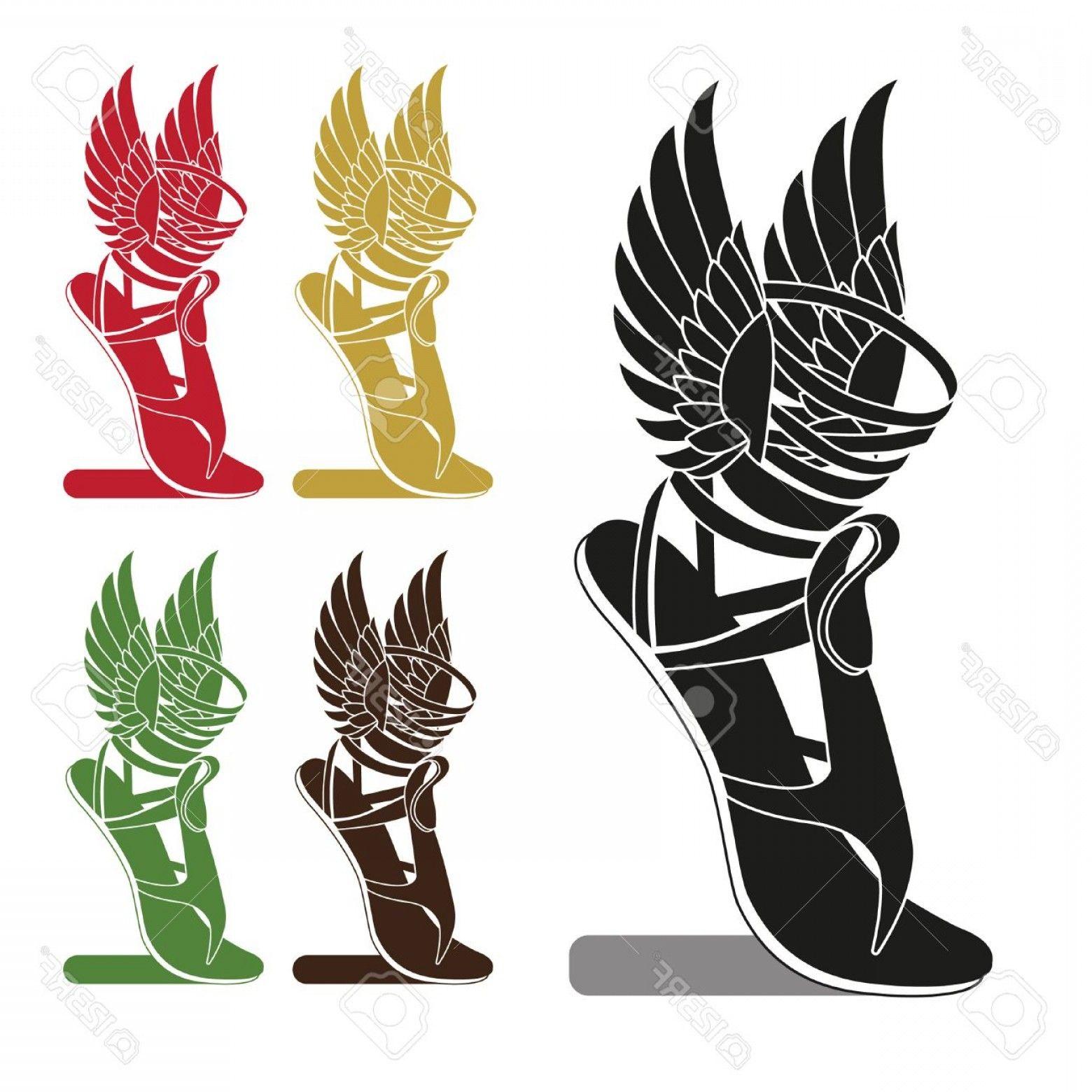 Running Shoe with Wings Logo - Catchy Photostock Vector Silhouette Running Shoe With Wings Symbol ...
