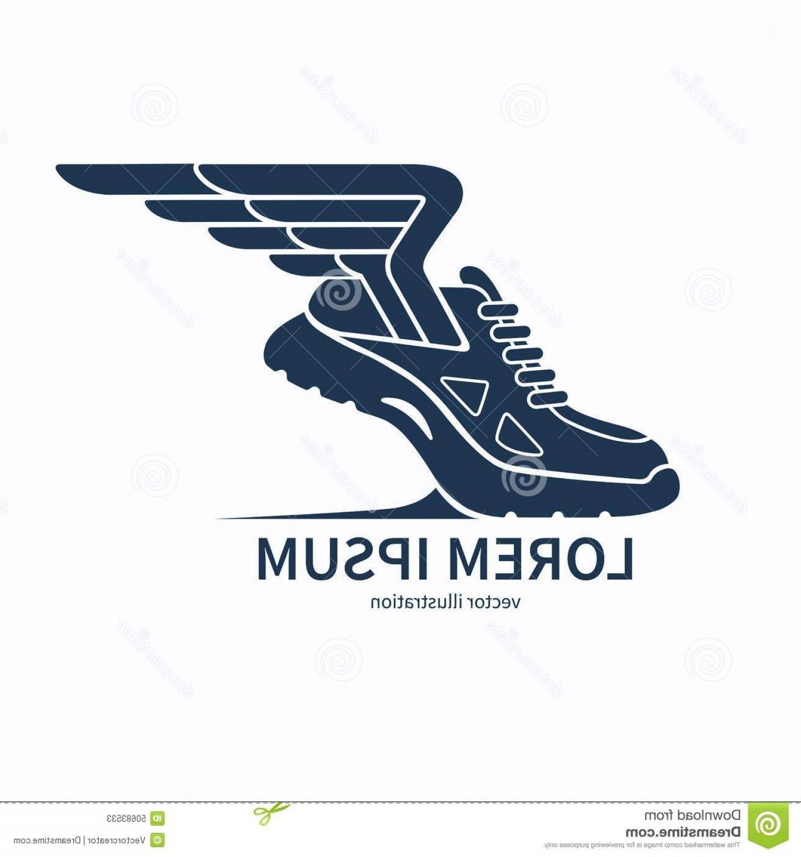 Running Shoe with Wings Logo - Stock Illustration Vector Speeding Running Shoe Symbol Icon Logo