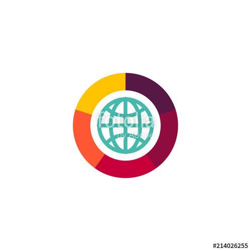 Flat Globe Logo - flat web icon vector logo. globe with shutter camera icon