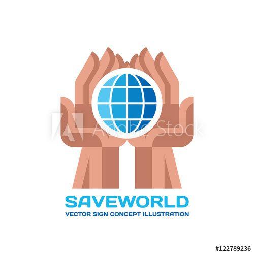 Flat Globe Logo - Save World - vector logo template concept illustration in flat style ...