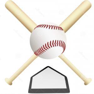 Crossed Bat Ball Logo - Stock Image Baseball Emblem Crossed Bats Over Home Plate Image | ARENAWP