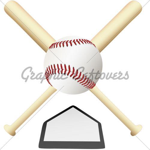 Crossed Bat Ball Logo - Baseball Emblem Crossed Bats Over Home Plate · GL Stock Images