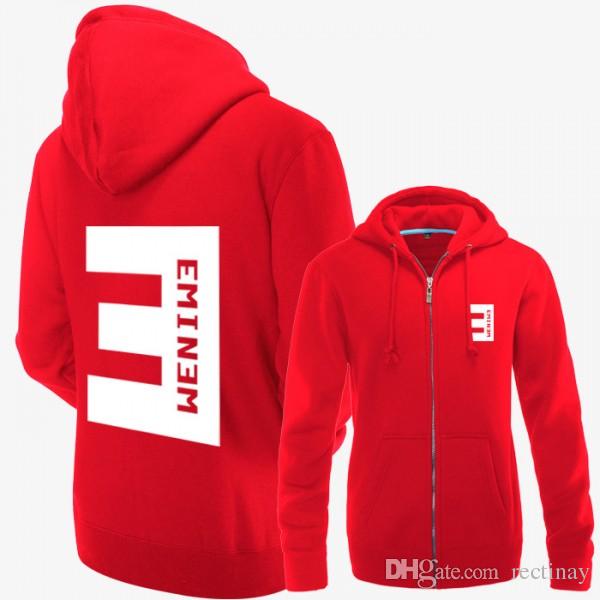 Big E Logo - Eminem Zip Up Hoodie Jacket With BIG E Logo On The Back Cotton