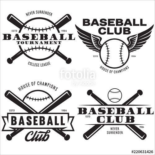 Crossed Bat Ball Logo - Baseball labels badges logos set. National american sport. Vector ...