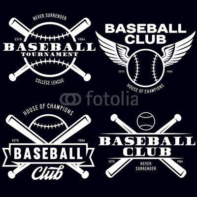 Crossed Bat Ball Logo - Baseball labels badges logos set. National american sport. Vector