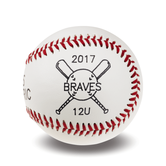 Crossed Bat Ball Logo - Custom Baseball with Crossed Bat Graphic