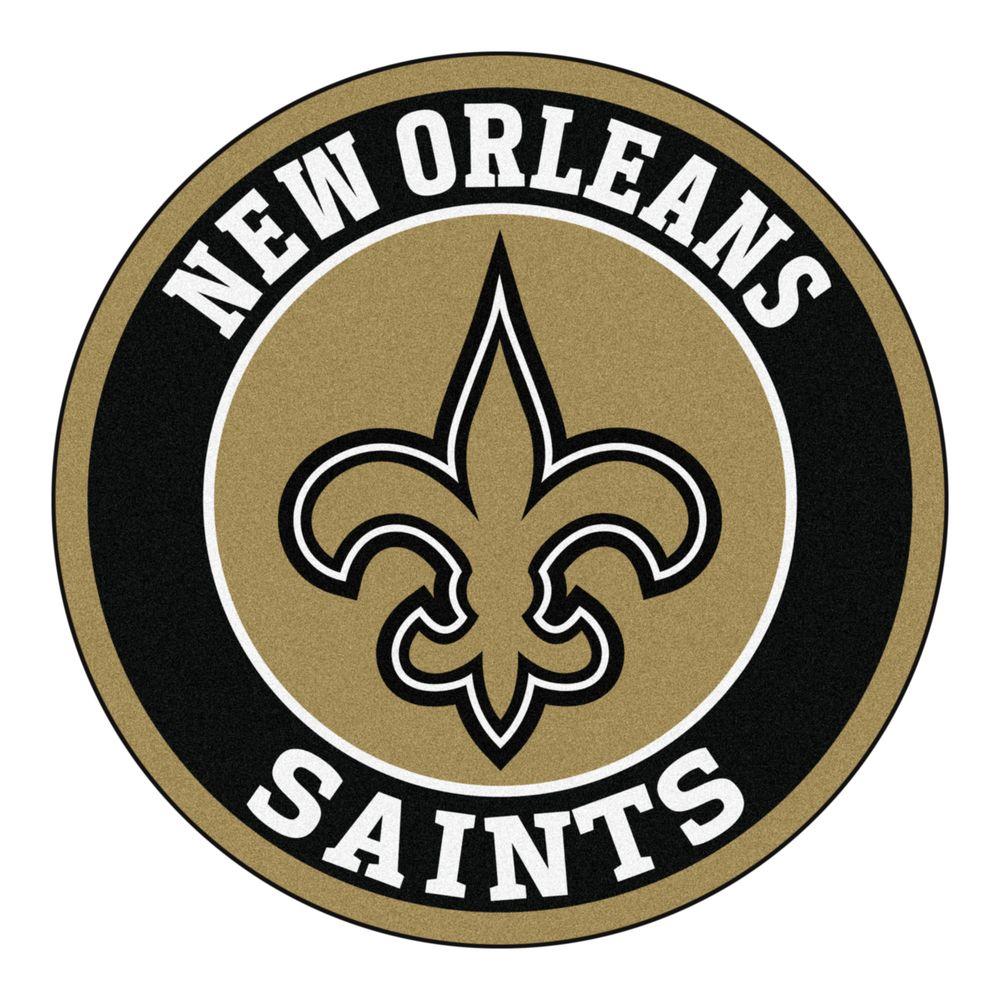 New Orleans Saints Logo - FANMATS NFL New Orleans Saints Black 2 ft. Round Area Rug-17967 ...