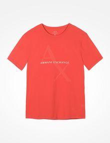 White Box with Orange B Logo - Armani Exchange AX BOX LOGO TEE, Logo T Shirt for Men