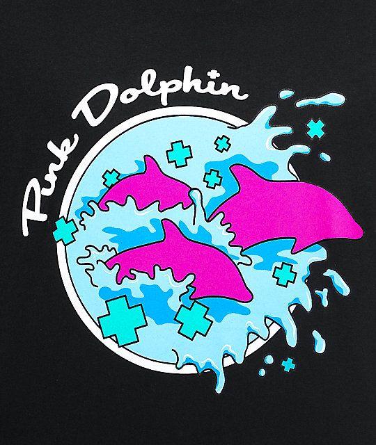 Pink Dolphin Logo - Pink Dolphin Enter The Wave Black T-Shirt | Zumiez