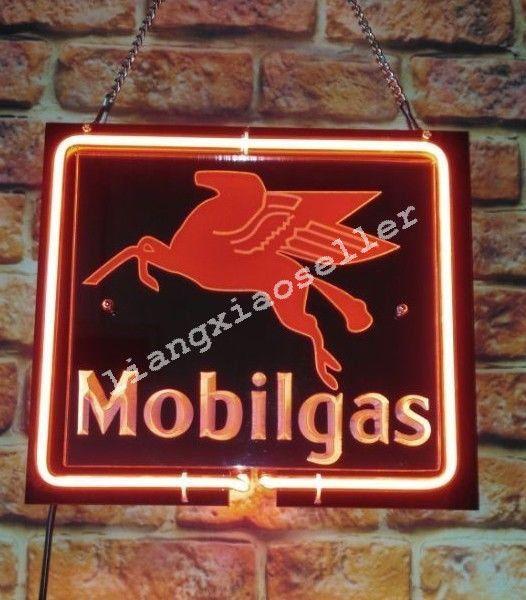 Flying Horse Beer Logo - Mobilgas Flying Horse 3d Acrylic Beer Bar Gas Station Real Neon Sign ...