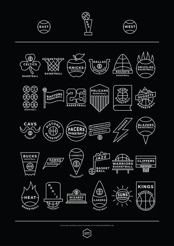 Cool NBA Logo - NBA Logos Simplified on Behance #logobasketball | Basketball Socks ...