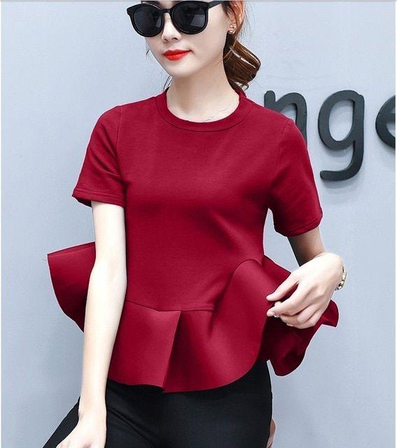 Red and White Fashion Logo - new arrival girls fashion ruffle tops women's casual soft quality