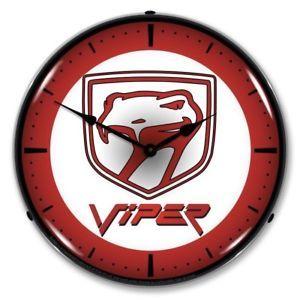 New Viper Logo - Retro Style Dodge Viper Logo Lighted Backlit Wall Clock Sign Man ...