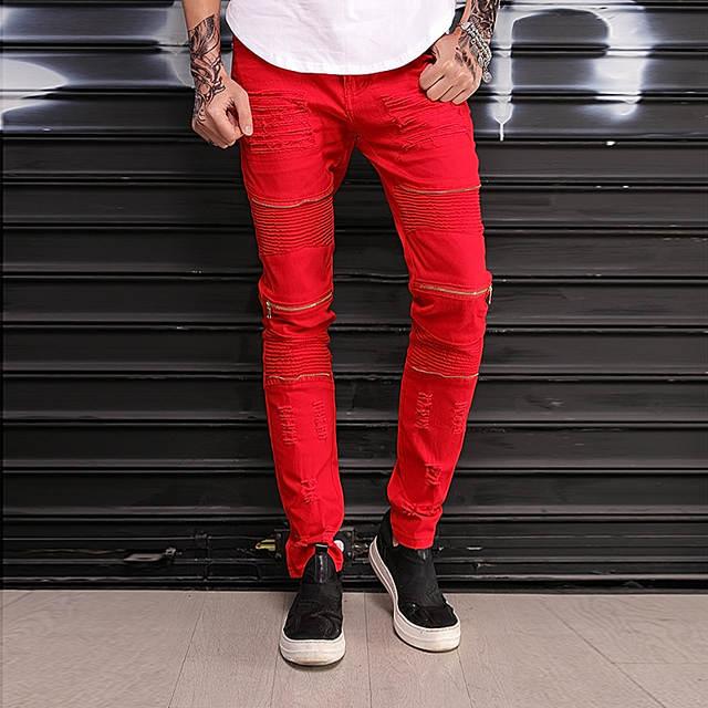 Red and White Fashion Logo - Online Shop Fashion New Slim Skinny Men red white black Jeans Hip ...