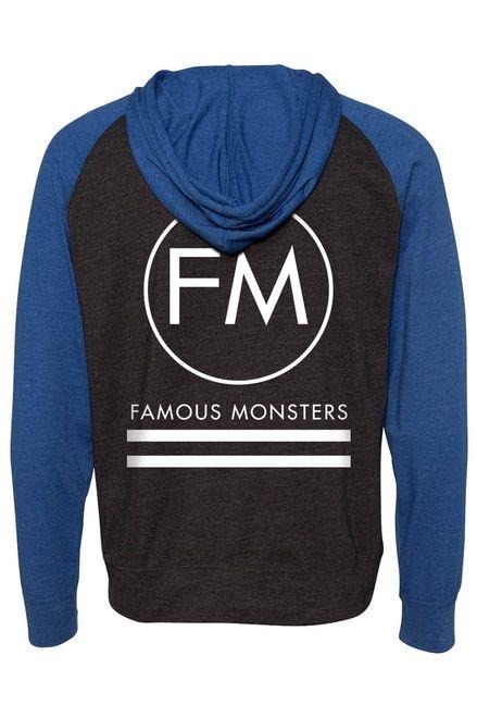 Famous Black and Blue Logo - Famous Monsters Modern Logo Raglan Jersey Hoodie