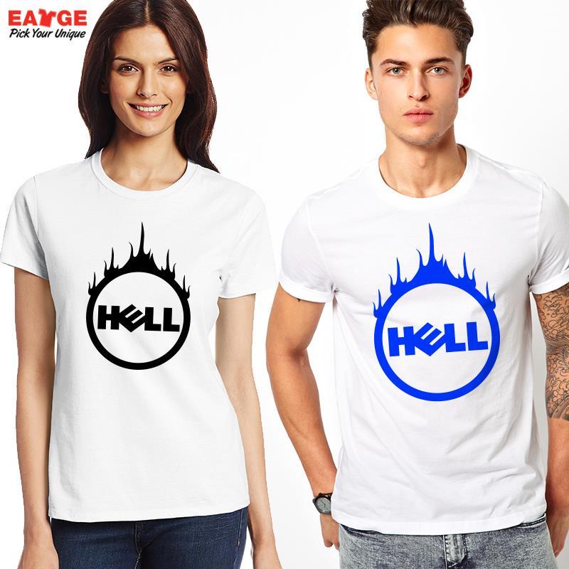 Famous Black and Blue Logo - MASCUBE]Black Or Blue Funny Creative Hell Logo Design T Shirt ...