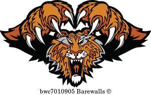 Tiger Paw Logo - Art Print of Tiger Mascot Pouncing Graphic Logo. Barewalls Posters