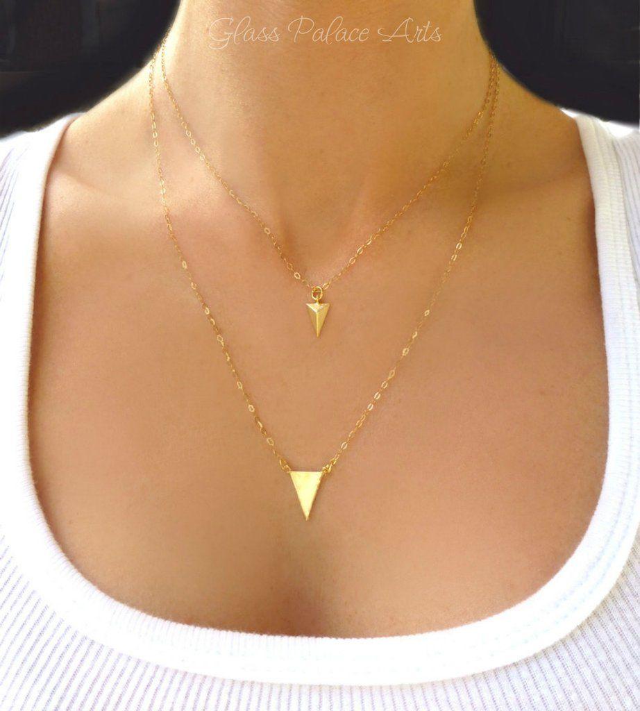 Palace Triangle Geometric Logo - Gold Chevron Necklace - Modern Triangle Pendant Necklace – Glass ...