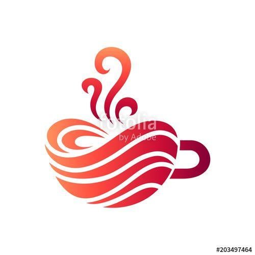 Red Smoke Logo - Coffee Logo, Coffee Cup With Smoke, Logo template Ready For Use