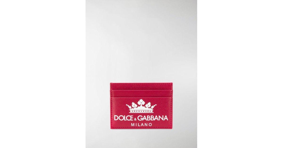 Red Crown Logo - Dolce & Gabbana Crown Logo Print Cardholder in Red for Men