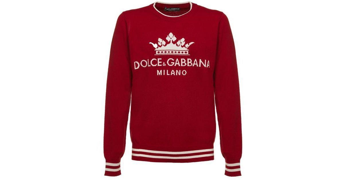 Red Crown Logo - Dolce & Gabbana Crown Logo Intarsia Pullover in Red for Men