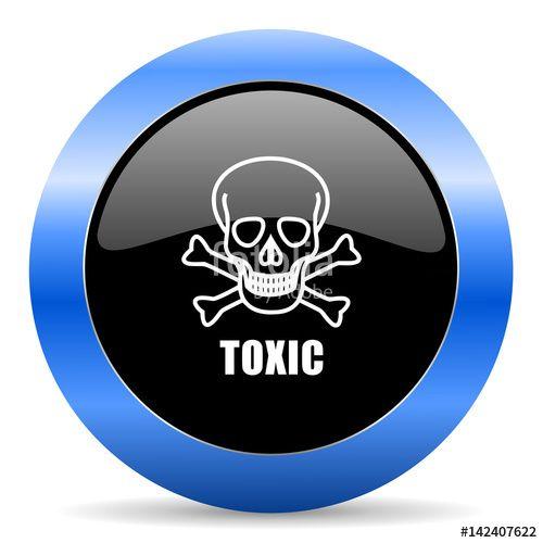 Blue and Black Toxic Logo - Toxic skull black and blue web design round internet icon with ...
