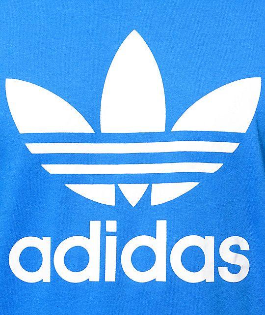 Blue Adidas Logo - Adidas Originals Trefoil Blue T Shirt