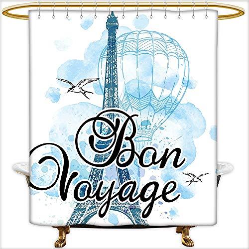 Blue and Black Toxic Logo - Qinyan Home Shower Curtain Sets Eiffel Tower Air Balloon