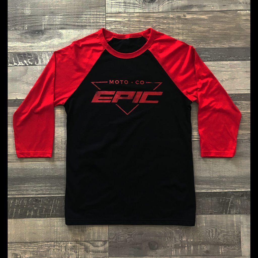 Red Epic Logo - Epic Logo Black & Red Raglan Tee 3/4 Sleeves