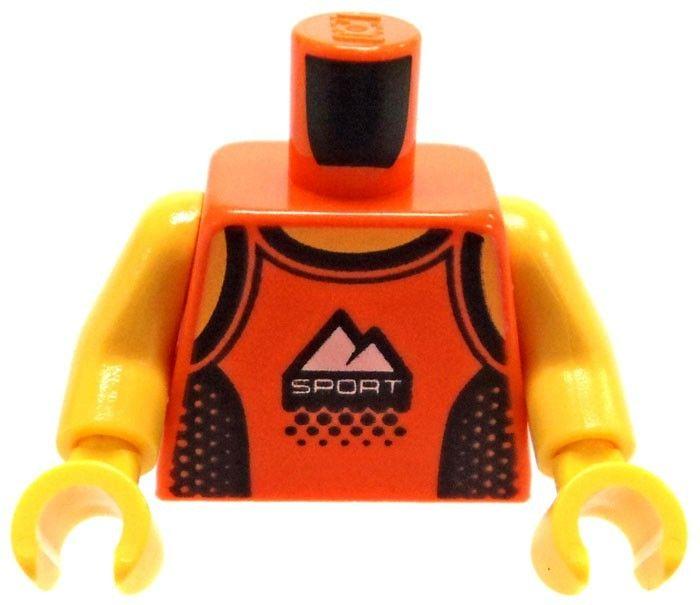 Orange and White Mountain Logo - LEGO Minifigure Parts Orange Tank Top with Black Straps and Side ...