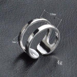 Circle Lady Logo - DOUBLE LINE CIRCLE Lady 925 SILVER Plate PLT ADJUSTABLE OPEN BAND