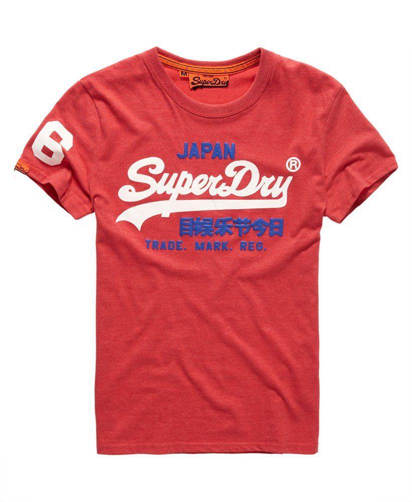 Red Smoke Logo - Mens - Vintage Logo T-shirt in Red Smoke Marl | Superdry