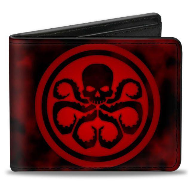 Red Smoke Logo - Marvel Comics Hydra Logo Black Red Smoke Bifold Wallet Credit Card ID Holder