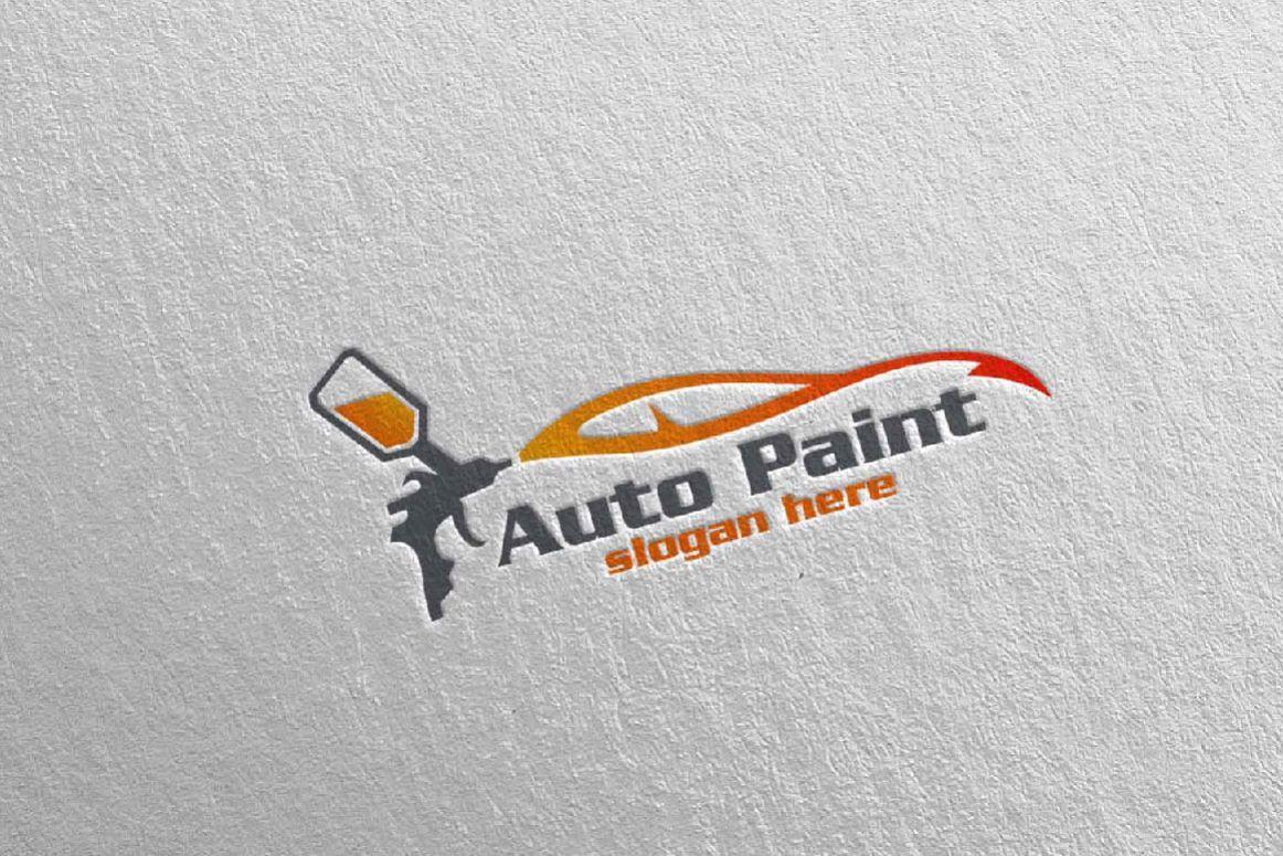 Auto Paint Logo - Car Painting Logo with Spray Gun and Sport Car Concept 5